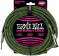 Cables instrument gaine tissée jack/jack coudé 3m noir/vert