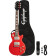 Power Players Les Paul Lava Red guitare électrique 7/8 avec housse, sangle, câble et médiators
