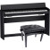 F701-CB Contemporary Black + banquette piano