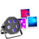 BoomToneDJ FlatPAR 5X5W 4in1 RGB-UV Projecteur LED multicolore avec DMX 512. Modes automatique, dtection musicale. Tlcommande IR incluse. Link alimentation. Eclairage de scne, soires Clubs, DJ.