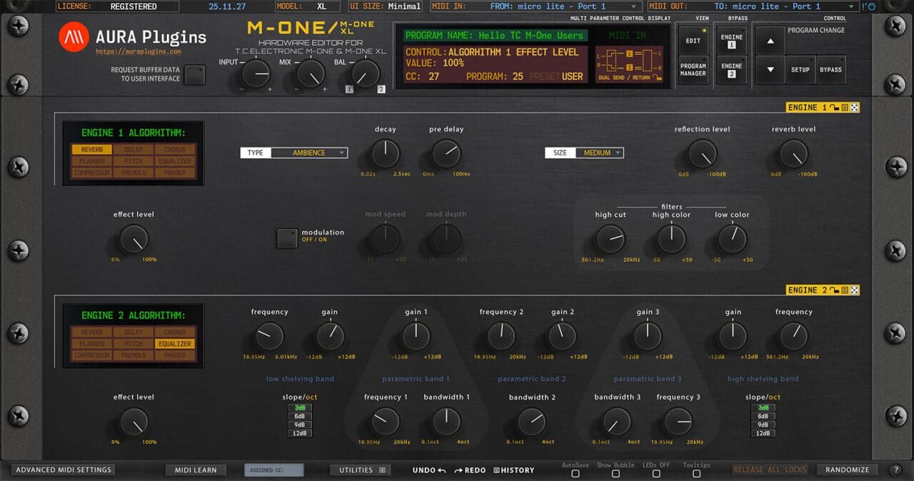 TC Electronic M-One Editor and Librarian Aura Plugins - Audiofanzine