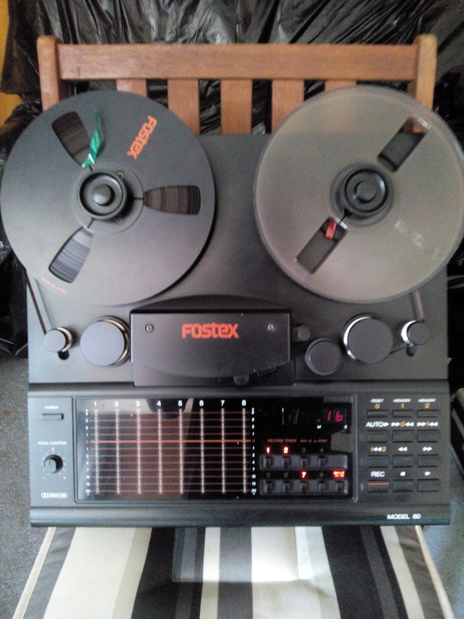A Fostex R8 8 track reel to reel studio recorder.