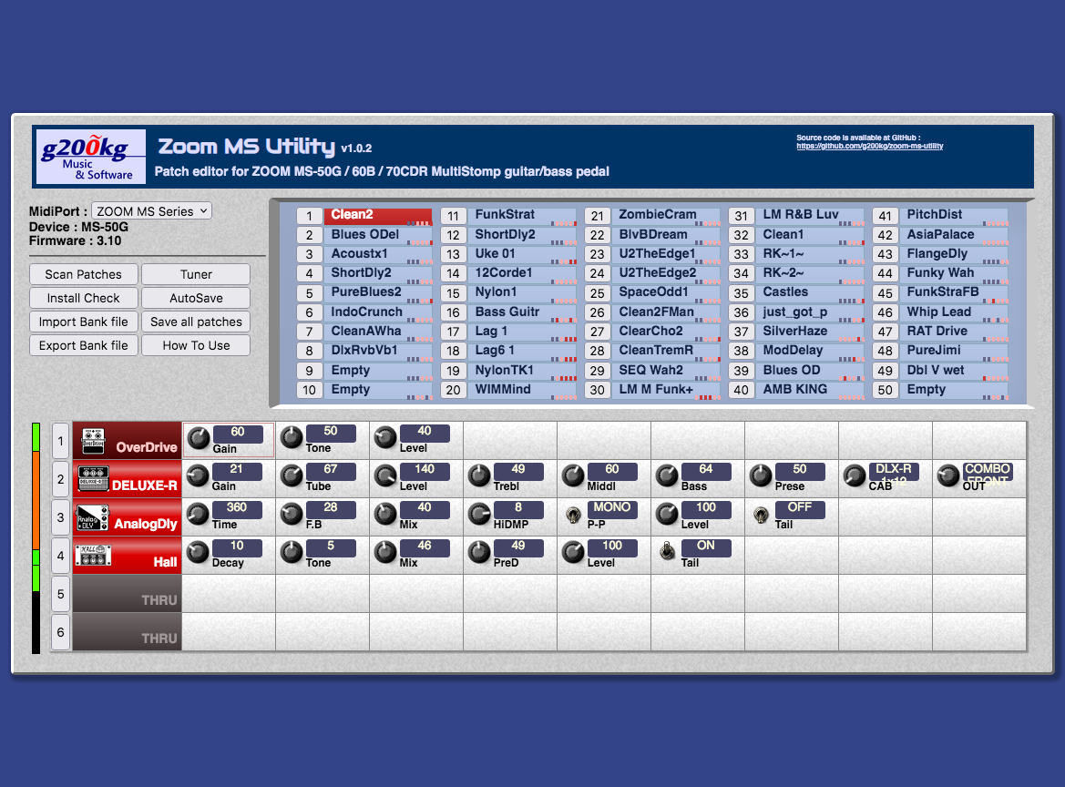 g200kg Zoom MS Utility - Editeur MIDI - Audiofanzine