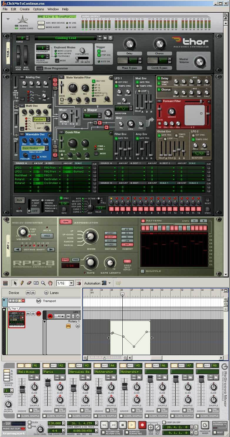 propellerhead reason 7 problems with automation glitch