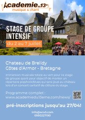Stage de groupe intensif Château de Brelidy Cotes d'Armor