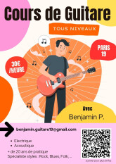 Cours de guitare électrique/acoustique à Paris 