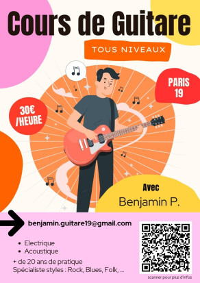 Donne cours de guitare à PARIS 19