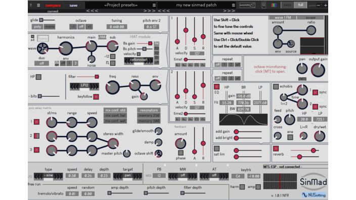 NUSofting présente le synthé virtuel Sinmad
