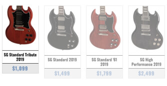 Les nouvelles Gibson SG pour l'année 2019