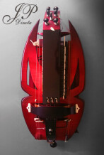 Vielles Dinota Vielle Solid Body Rouge : 3 Chanterelles (avec relevage mécanique des cordes), 2 Bourdons, 1 Chien, 1 Mouche