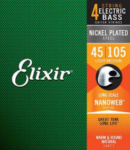 Elixir Strings Nanoweb Coating Nickel Plated Steel Bass 4-String
