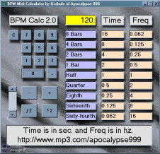 Apocalypse999 BPM Midi Calculator 2.0