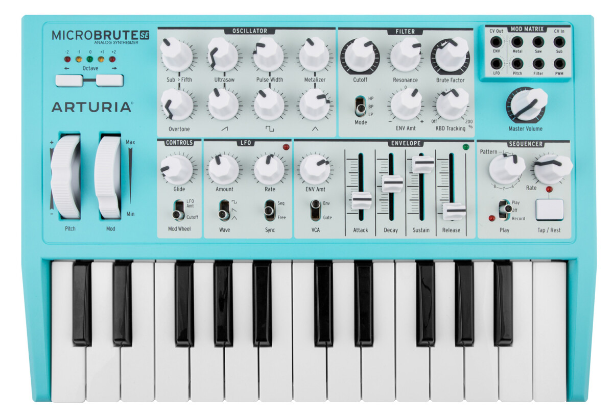 New colored Arturia MicroBrute SE synths