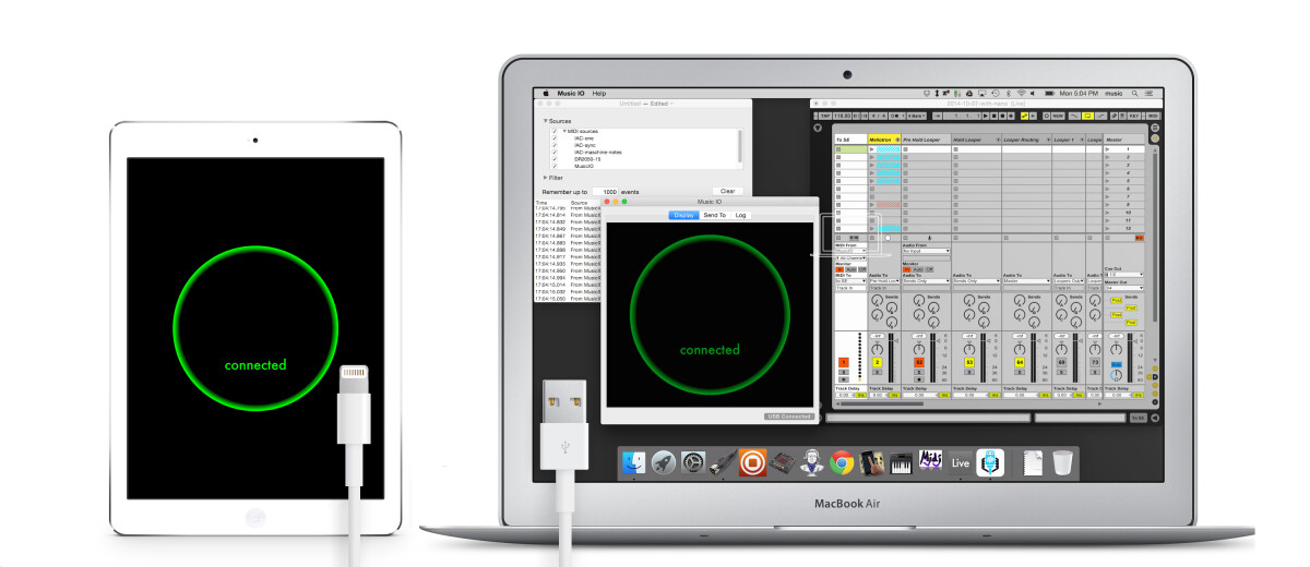 Music IO, an app that sends MIDI over USB