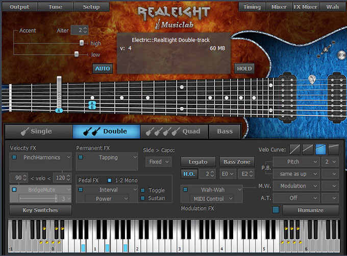 MusicLab RealEight virtual 8-string guitar