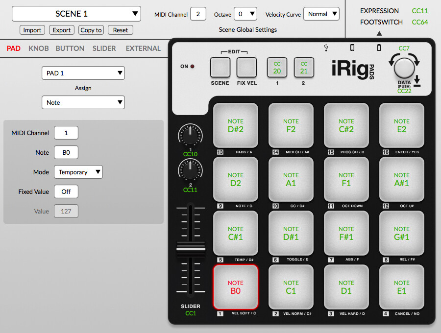 IK Multimedia released the iRig Pads Editor