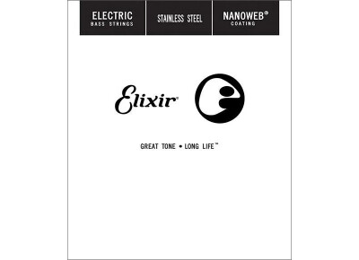 Elixir Strings Nanoweb Coating Bass Stainless Steel Single String
