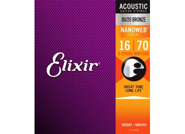 Elixir Strings Nanoweb Coating 80/20 Bronze Acoustic 8-String