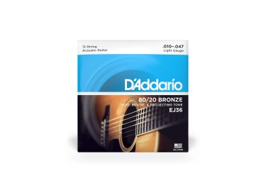D'Addario 80/20 Bronze Wound Acoustic Guitar 12-String