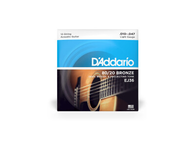 D'Addario 80/20 Bronze Wound Acoustic Guitar 12-String