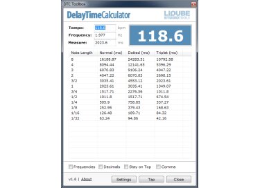Liqube Audio DTC Delay Time Calculator