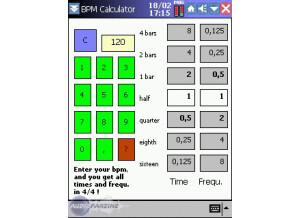 Apocalypse999 BPM Calculator 1.0 Pocket PC
