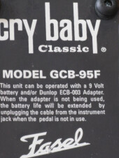 Dunlop Cry Baby Classic Fasel GCB-95F (label)