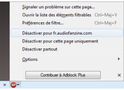 Firefox desactiver Adblock sur Audiofanzine barre des modules