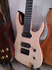 guitare 7 cordes prototype luthier anglais avec seymour duncan nazgul et sentient