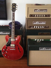 Various '90s Diaz Amplifiers & an original lefty Gibson '64 ES-335 TDC