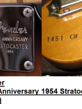 Fender 40th Anniversary 1954 Stratocaster (1994) Neck Plate + Serial